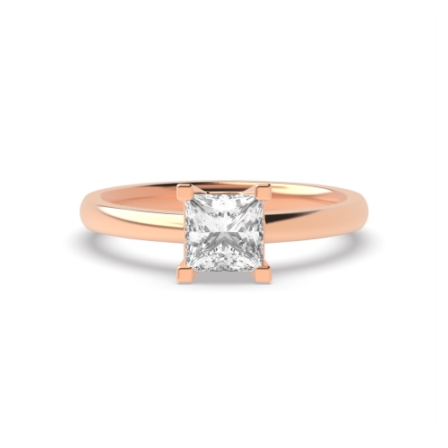 4 Prong Princess Rose Gold Basket open Engagement Rings