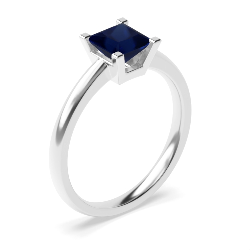 4 Prong Princess Basket open Blue Sapphire Engagement Rings