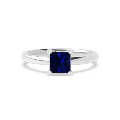 4 Prong Princess Basket open Blue Sapphire Engagement Rings