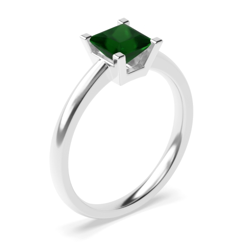 4 Prong Princess Basket open Emerald Engagement Rings