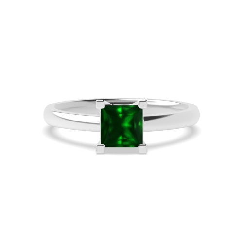 4 Prong Princess Basket open Emerald Engagement Rings