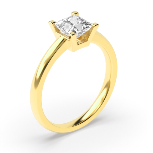 4 Prong Princess Yellow Gold Basket open Engagement Rings