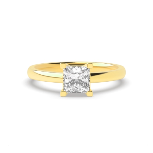 4 Prong Princess Yellow Gold Basket open Engagement Rings