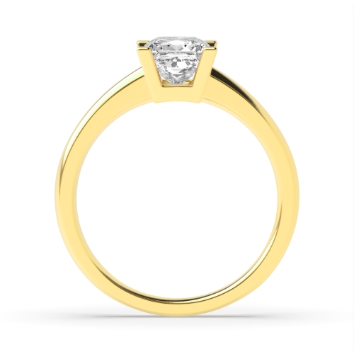 4 Prong Princess Yellow Gold Basket open Engagement Rings