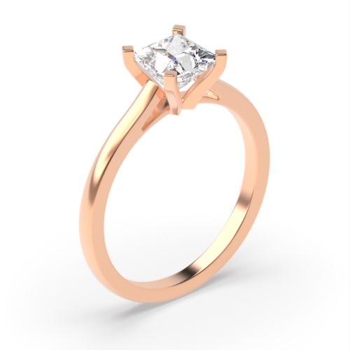 Princess Solitaire Diamond Engagement Ring In 4 Claws High Set