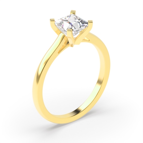 4 Prong Princess Yellow Gold High set Engagement Rings