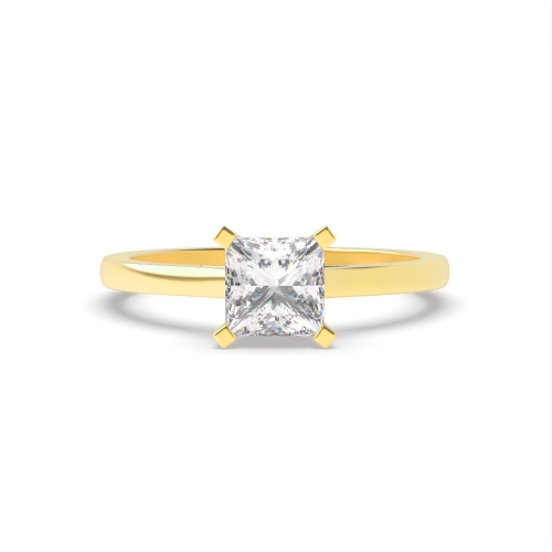 4 Prong Princess Yellow Gold High set Engagement Rings