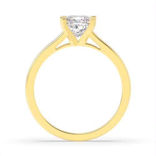 4 Prong Princess Yellow Gold High set Engagement Rings