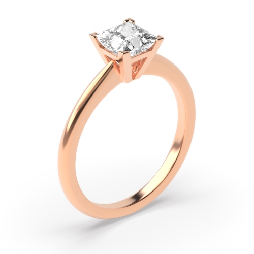 4 Prong Princess Rose Gold High Set Corner Claw V head Engagement Rings