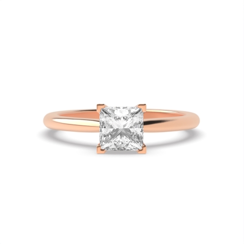 4 Prong Princess Rose Gold High Set Corner Claw V head Engagement Rings