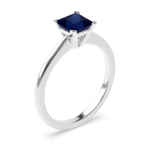 4 Prong Princess High Set Corner Claw V head Blue Sapphire Engagement Rings
