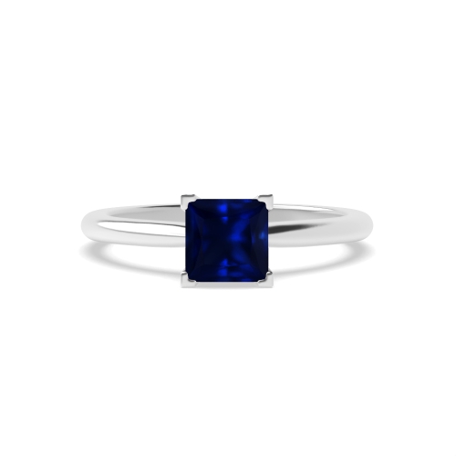 4 Prong Princess High Set Corner Claw V head Blue Sapphire Engagement Rings
