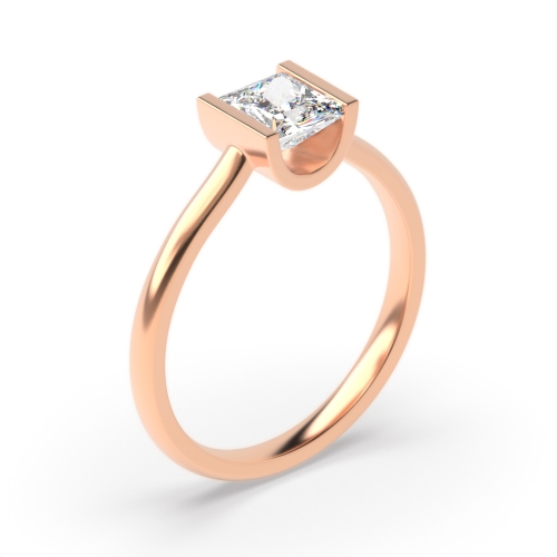 Channel Setting Princess Rose Gold Mysticwhisper Engagement Rings