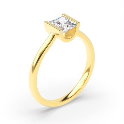 Channel Setting Princess Yellow Gold Mysticwhisper Engagement Rings
