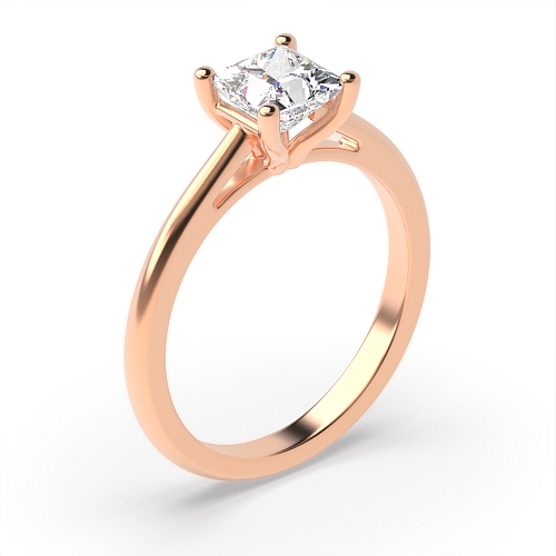 4 Prong Princess Rose Gold Tapering open shoulder Engagement Rings