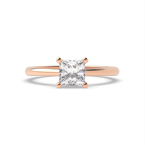 4 Prong Princess Rose Gold Tapering open shoulder Engagement Rings
