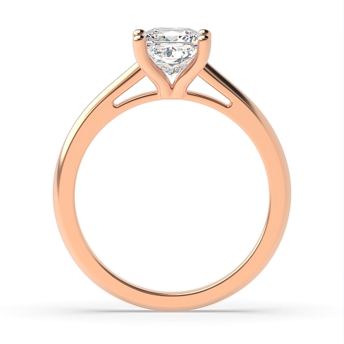 4 Prong Princess Rose Gold Tapering open shoulder Engagement Rings
