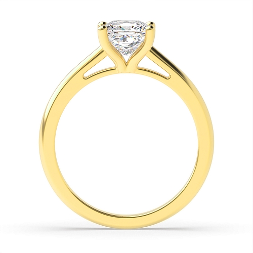 4 Prong Princess Yellow Gold Tapering open shoulder Engagement Rings