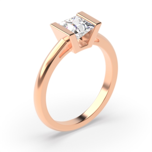 Channel Setting Princess Rose Gold Tension set Engagement Rings