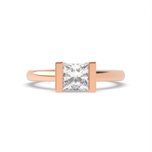 Channel Setting Princess Rose Gold Tension set Engagement Rings