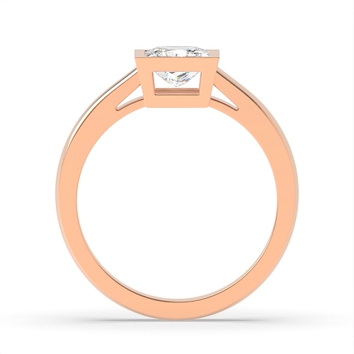 Bezel Setting Princess Rose Gold Open shoulder Engagement Rings