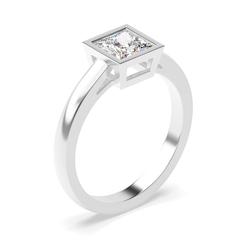 Bezel Setting Princess Open shoulder Lab Grown Diamond Engagement Rings