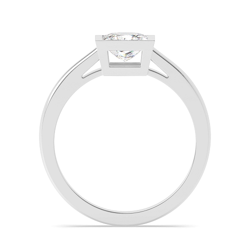 Bezel Setting Princess Open shoulder Lab Grown Diamond Engagement Rings