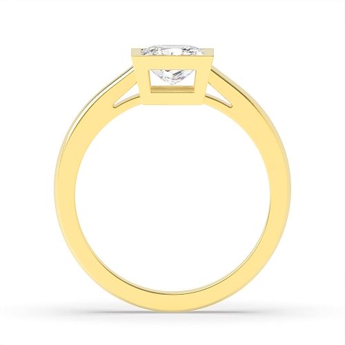 Bezel Setting Princess Yellow Gold Open shoulder Engagement Rings