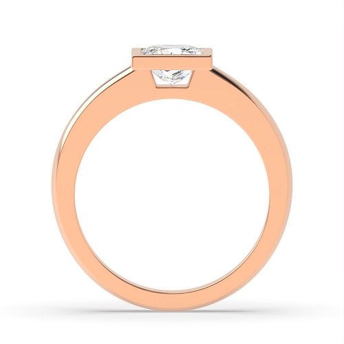 Bezel Setting Princess Rose Gold Solid shoulder Engagement Rings