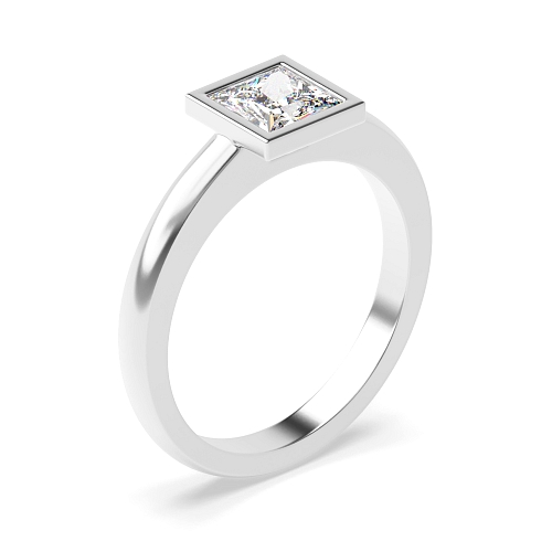 Bezel Setting Princess Solid shoulder Naturally Mined Diamond Engagement Rings