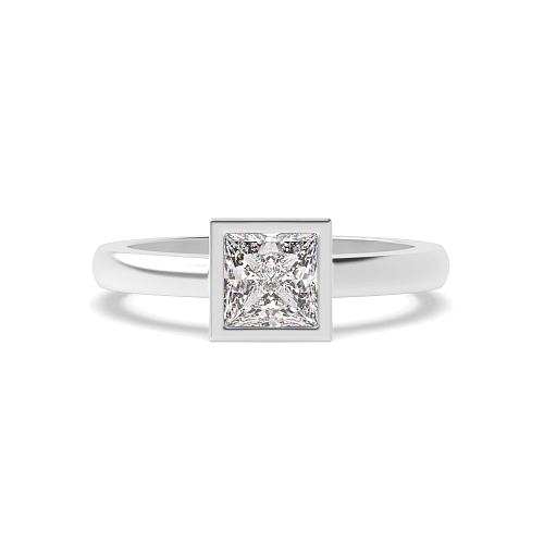 Bezel Setting Princess Solid shoulder Naturally Mined Diamond Engagement Rings