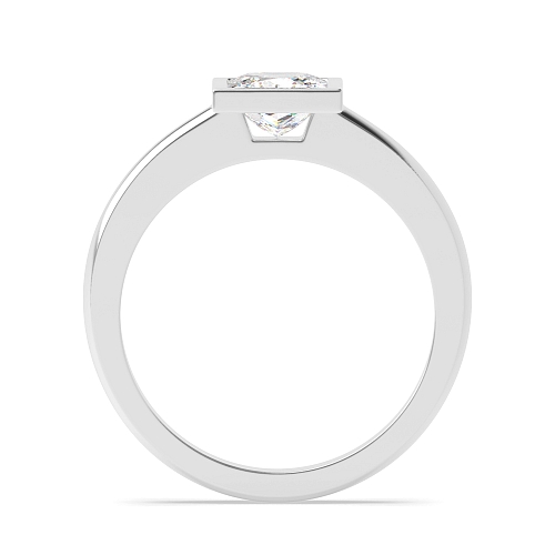 Bezel Setting Princess Solid shoulder Naturally Mined Diamond Engagement Rings
