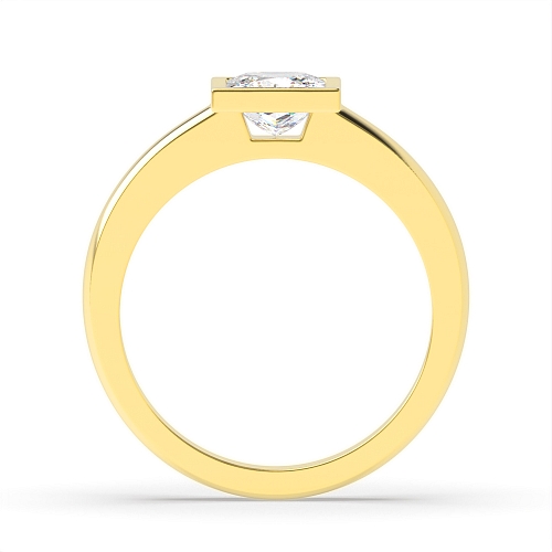 Bezel Setting Princess Yellow Gold Solid shoulder Engagement Rings