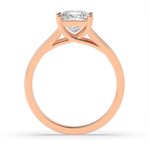 4 Prong Princess Rose Gold Two channe shoulder Engagement Rings