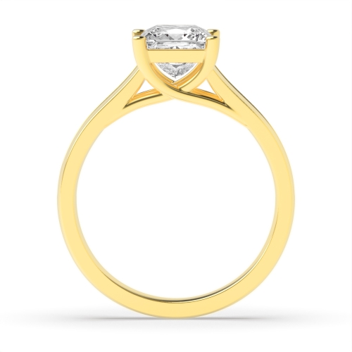 4 Prong Princess Yellow Gold Two channe shoulder Engagement Rings