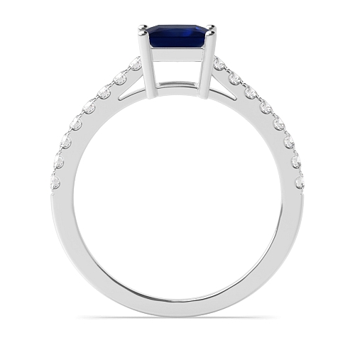 Princess Basket with side stone Blue Sapphire Engagement Rings