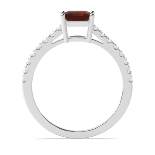 4 Prong Princess Basket with side stone Garnet Engagement Rings