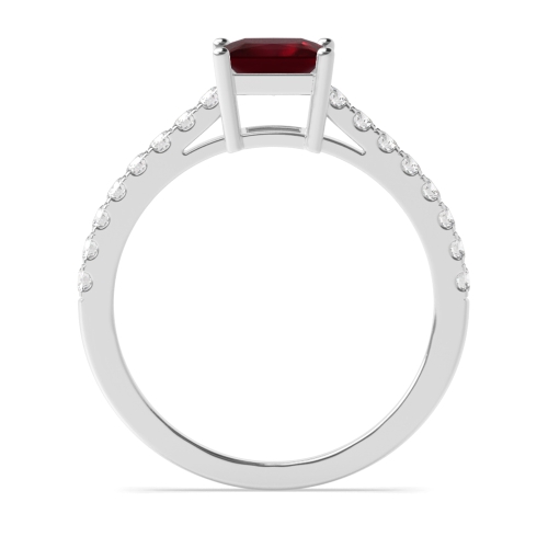 Princess Basket With Side Stone Ruby Solitaire Engagement Ring