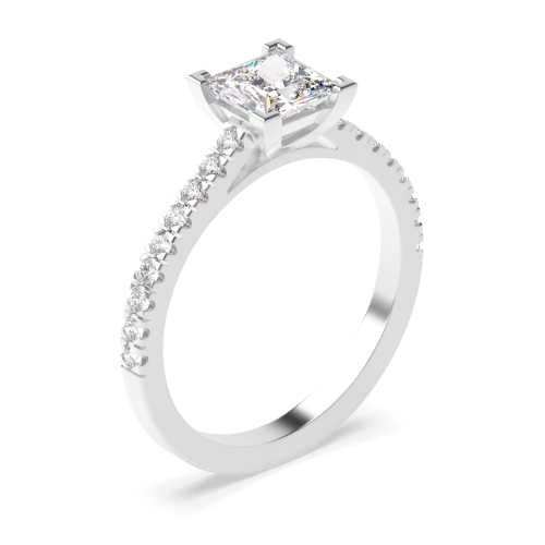 4 Prong Princess Delicate set shoulder Naturally Mined Diamond Engagement Rings