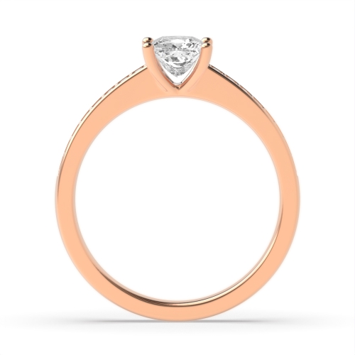 4 Prong Princess Rose Gold Pave set shoulder Engagement Rings