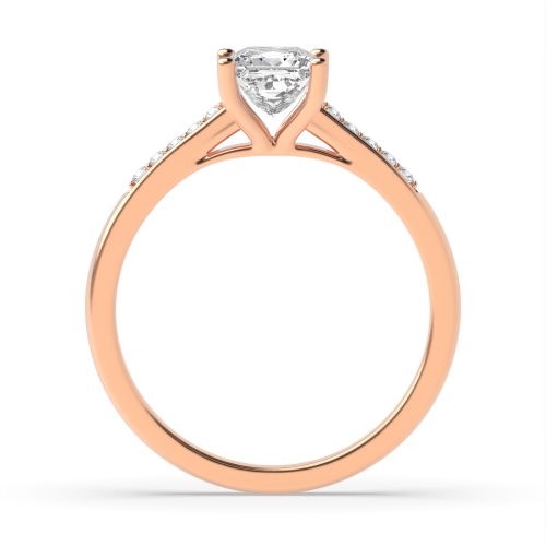 4 Prong Princess Rose Gold Short shoulder set Engagement Rings