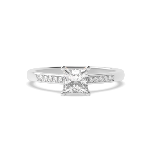 1 carat  4 Prong Princess Short shoulder set Engagement Rings