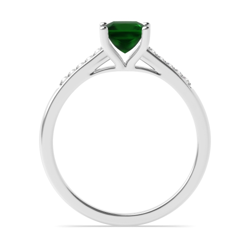 4 Prong Princess Short shoulder set Emerald Engagement Rings