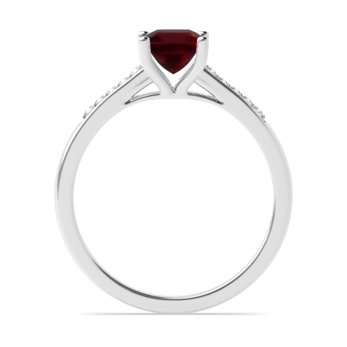 4 Prong Princess Short shoulder set Ruby Engagement Rings