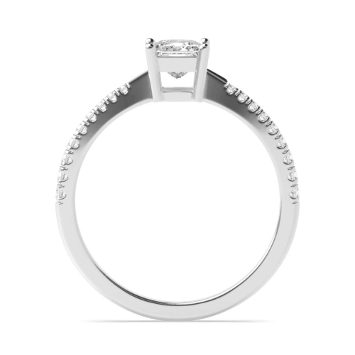 4 Prong Princess Delicate Shoulder Solitaire Engagement Ring
