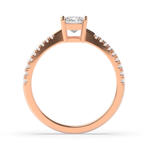 4 Prong Princess Rose Gold Delicate shoulder tappered Engagement Rings