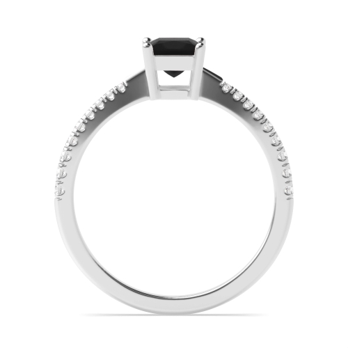 4 Prong Princess Delicate shoulder tappered Black Diamond Solitaire Engagement Rings