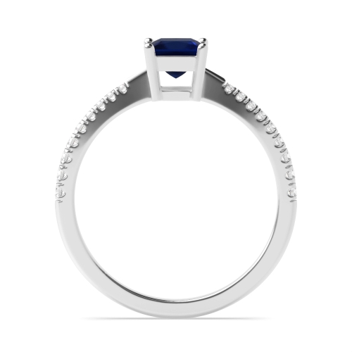 4 Prong Princess Delicate shoulder tappered Blue Sapphire Engagement Rings