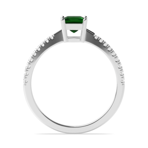4 Prong Princess Delicate shoulder tappered Emerald Engagement Rings