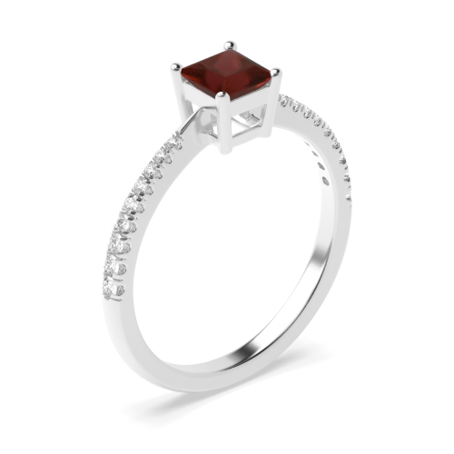 4 Prong Princess Delicate shoulder tappered Garnet Engagement Rings